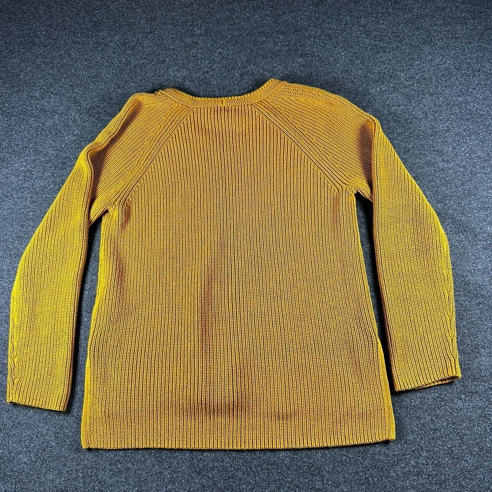 J. Crew Cotton V-neck Tunic Sweater Women's Size Large Mustard Yellow Minimalist